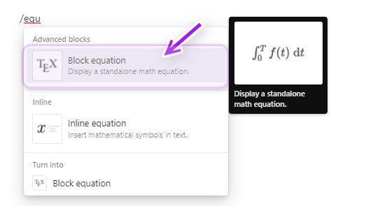 插入Equation Block