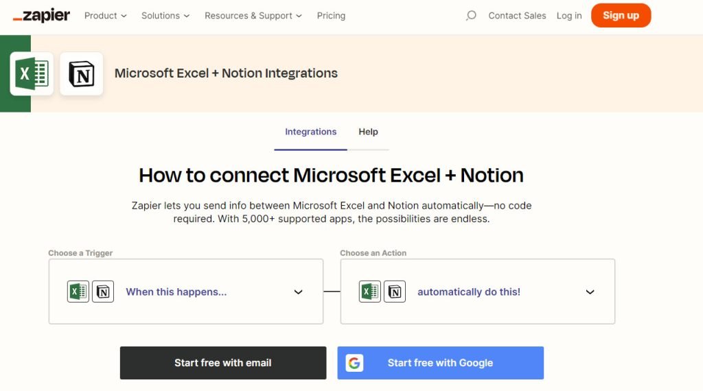 Notion和Excel可通过Zapier实现同步